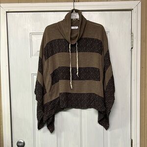 Easel Brown and Black Striped Cowl Neck Sweater